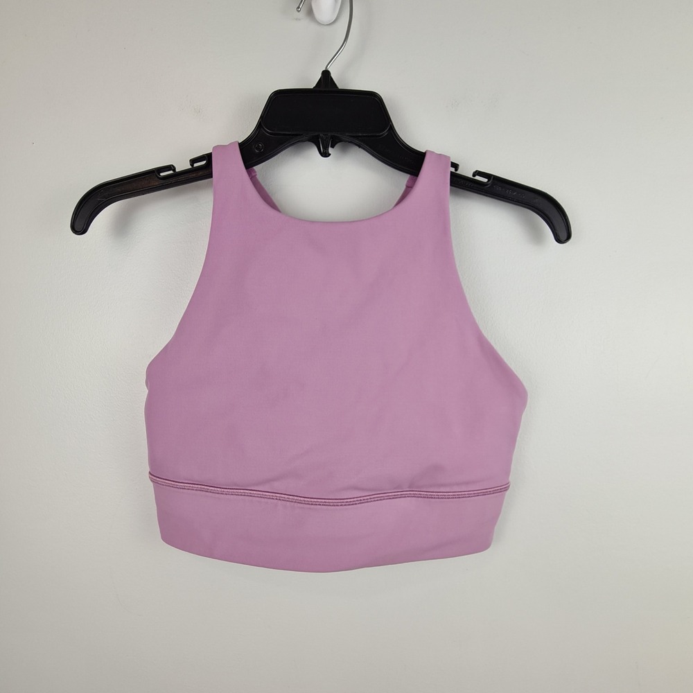 Lululemon Energy Bra High Neck Long Line Violet Wisteria Purple Size 8 Strappy